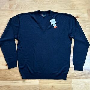 NWT COBMEX Navy V-Neck Sweater | Size XL